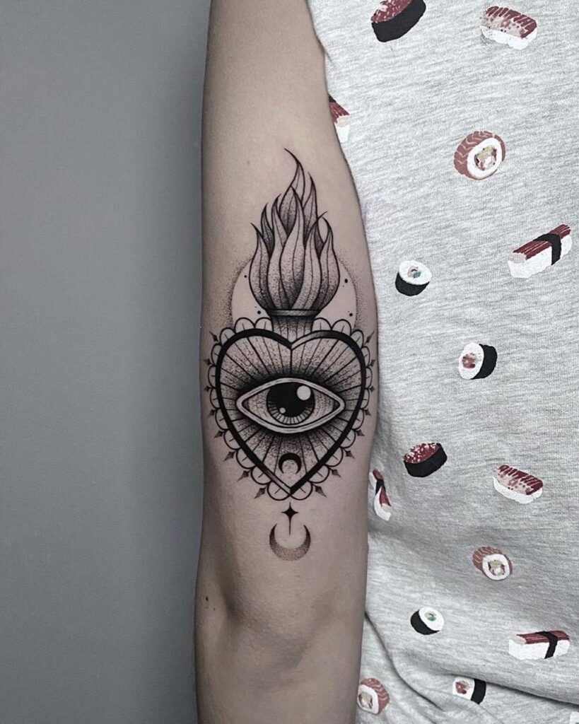 Blackwork mystic eye tattoo. Eye of Providence magic witchcraft symbol.  Evil ~ Clip Art #148050575