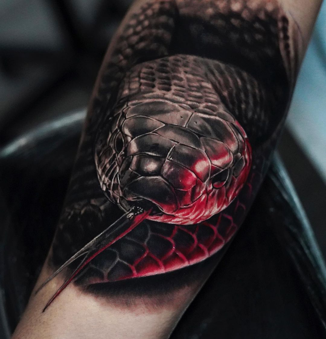 Black and Grey Realism Snake Tattoo - Love n Hate