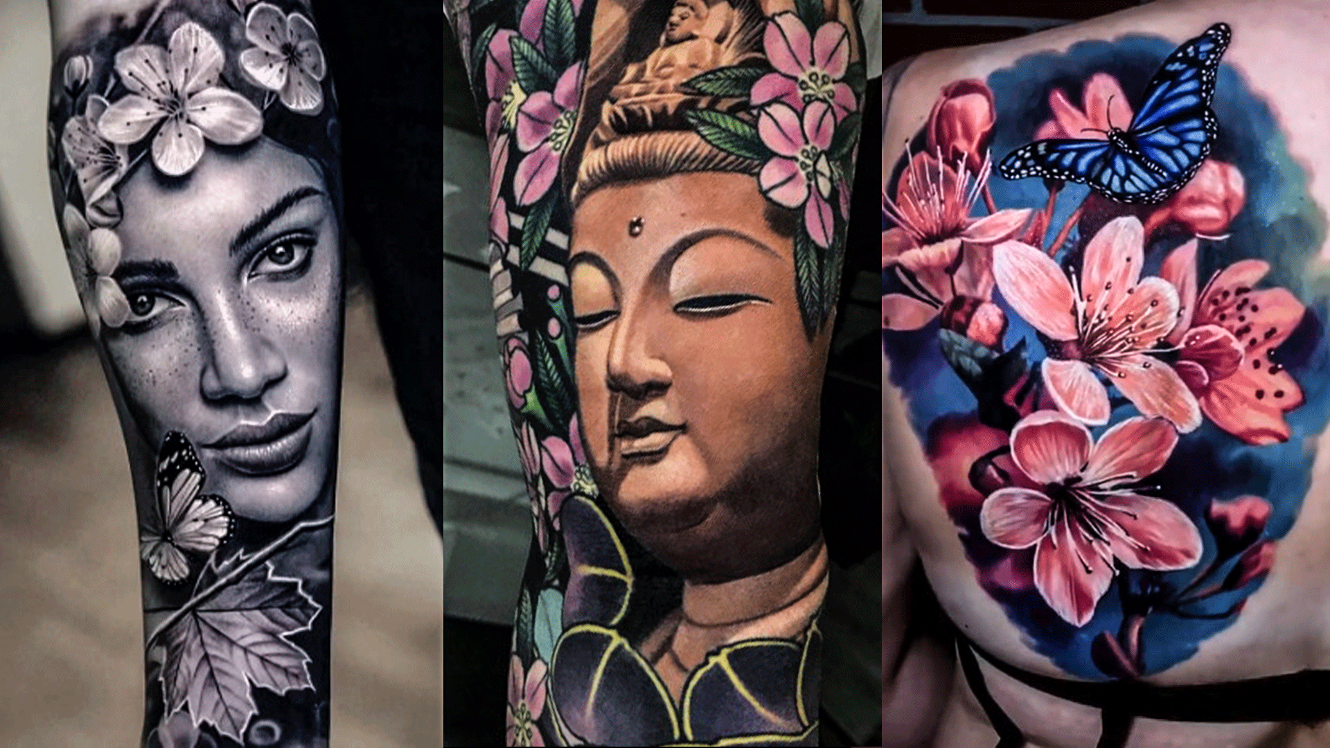 Flower Blossom In Gray Waves Best temporary Tattoos| WannaBeInk.com