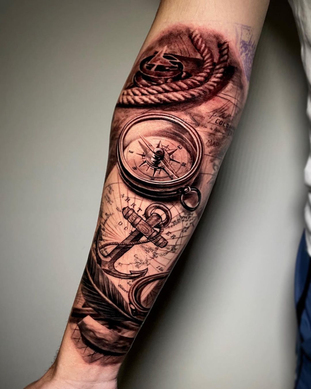 Compass rose with graphical elements tattoo | Tattoo contest | 99designs