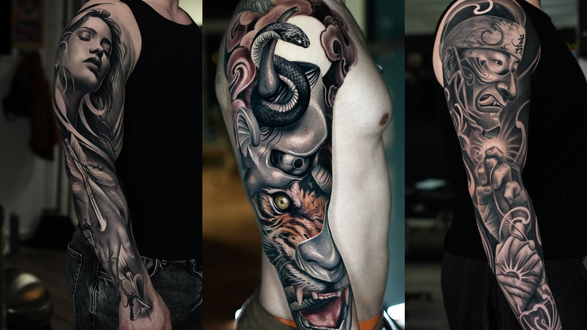 thumbnail full sleeve tattoo by Inknation Studio NYC.realism-tattoo-arm