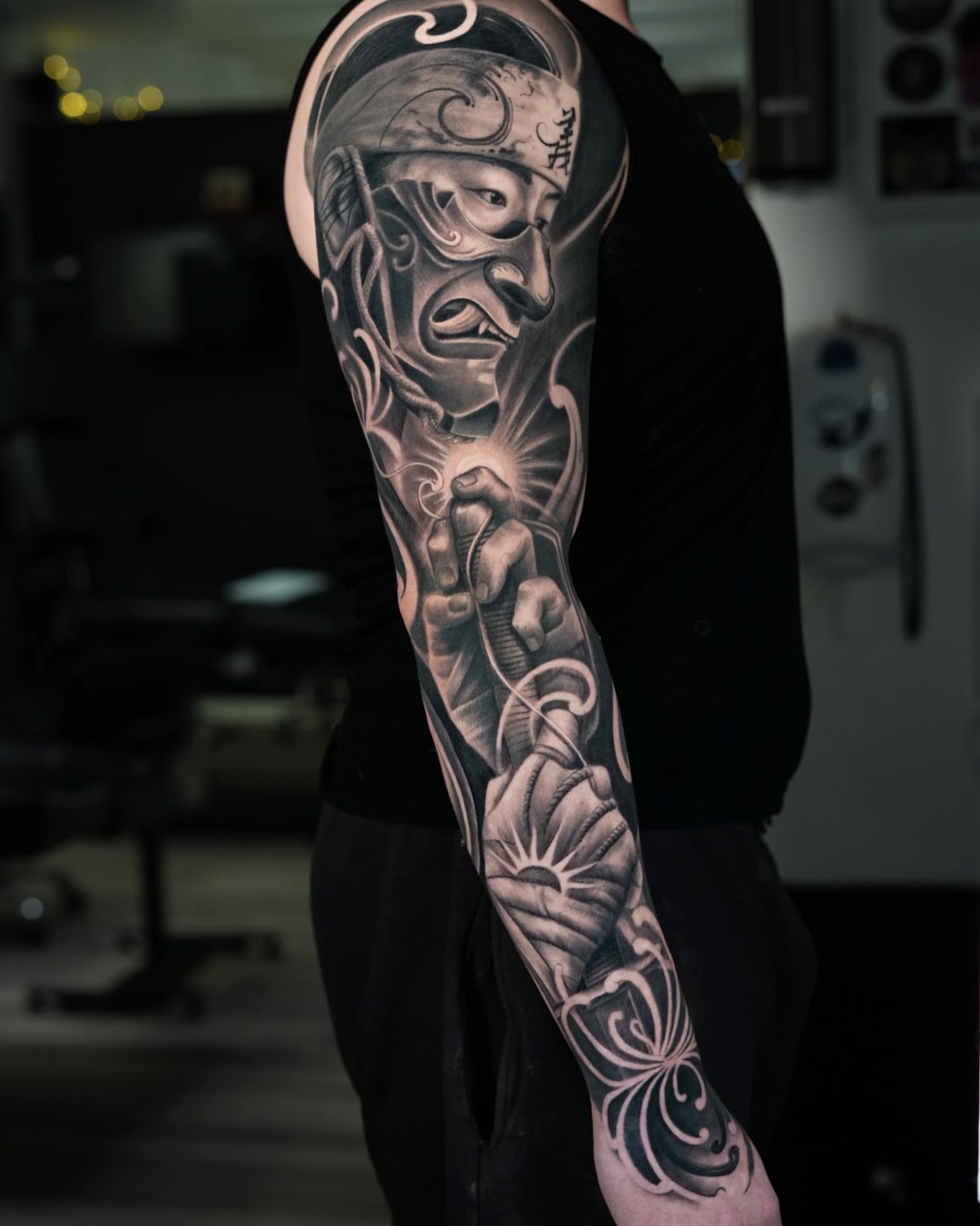 Samurai Black and Grey Realism Sleeve – Inknation Studio NYC