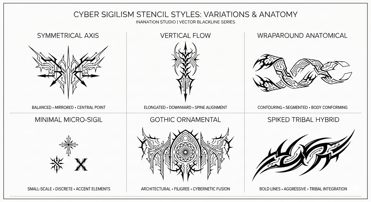 cyber sigilism tattoo stencil variations anatomy guide.png tattoo by Inknation Studio NYC.realism-tattoo-arm